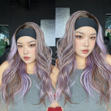 JBEXTENSION 24 Inches Curly Lilac Mocha Balayage with Blonde Highlights Headband Wig FLAME LILAC MOCHA BALAYAGE