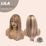 JBEXTENSION 20 Inches Scalpiana Grapefruit Blush Wolf Cut 3.5X4 Hard Silky Top Natural Scalp Effect Wig with Bangs LILA GRAPEFRUIT BLUSH