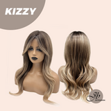 JBEXTENSION 23 Inches Ash Brown Balayage Wig with Bangs KIZZY ASH BROWN BALAYAGE