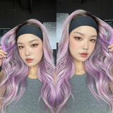 JBEXTENSION 24 Inches Curly Lavender Cloud with Blonde Highlights Headband Wig FLAME LAVENDER CLOUD