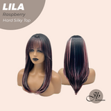JBEXTENSION 20 Inches Scalpiana Raspberry Wolf Cut 3.5X4 Hard Silky Top Natural Scalp Effect Wig with Bangs LILA RASPBERRY