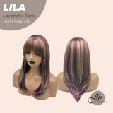 JBEXTENSION 20 Inches Scalpiana Lavender Taro Wolf Cut 3.5X4 Hard Silky Top Natural Scalp Effect Wig with Bangs LILA LAVENDER TARO