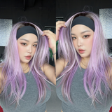 JBEXTENSION 22 Inches Straight Lavender Cloud Brown Silver Ombre Headband Wig KIM K - LAVENDER CLOUD