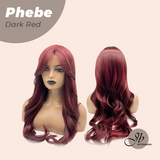 JBEXTENSION 26 Inches Long Dark Red Wig with Bangs PHEBE DARK RED