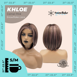 JBEXTENSION 12 Inches Bob Cut Camel Pink Pre-Cut Snowflake Lace Frontlace Glueless Wig KHLOE CAMEL PINK【PERMATEASE】【BENDY EAR TABS】- S/M