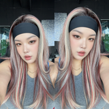 JBEXTENSION 22 Inches Straight Crimson Caramel Brown Silver Ombre Headband Wig KIM K - CRIMSON CARAMLE