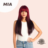 JBEXTENSION 25 Inches Ombre Red Straight Wig With Bangs MIA