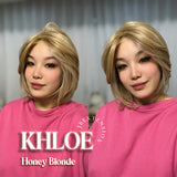 HOT OF SEASON - 12 Inches Bob Cut Honey Blonde Pre-Cut Snowflake Lace Frontlace Glueless Wig KHLOE HONEY BLONDE