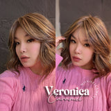 HOT OF SEASON - 12 Inches Caramel Wave Mono Lace Wig With Anti-slip Silicone Strips Glueless Wig VERONICA MONO CARAMEL