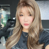 HOT OF SEASON - 25 Inches Scalpiana Hazelnut 3.5X4 Hard Silky Top Natural Scalp Effect Wig With Bangs CATHERINE HAZELNUT