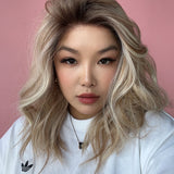 JBEXTENSION 18 Inches Mix Blonde Pre-Cut Snowflake Lace Frontlace Glueless Wig TERESA BLONDE【PERMATEASE】【BENDY EAR TABS】