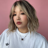 JBEXTENSION 12 Inches Scalpiana Wave Dark Blonde 3.5X4 Hard Silky Top Natural Scalp Effect Wig with Bang BRADY DARK BLONDE