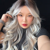 JBEXTENSION 26 pulgadas mezcla rubia con onda corporal de raíz oscura con flequillo MANDA