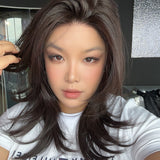 JBEXTENSION 18 Inches Natural Black Pre-Cut Snowflake Lace Frontlace Glueless Wig ELENA【PERMATEASE】【BENDY EAR TABS】