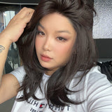 JBEXTENSION 18 Inches Natural Black Pre-Cut Snowflake Lace Frontlace Glueless Wig ELENA【PERMATEASE】【BENDY EAR TABS】