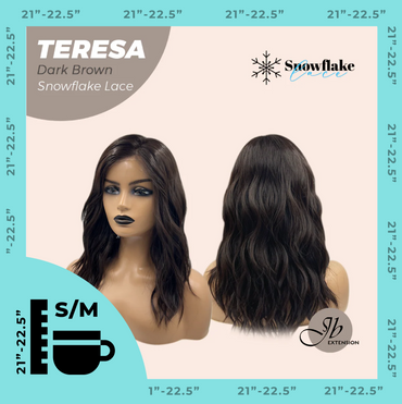 JBEXTENSION 18 Inches Dark Brown Pre-Cut Snowflake Lace Frontlace Glueless Wig TERESA【PERMATEASE】【BENDY EAR TABS】-S/M