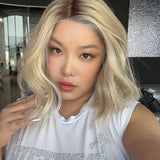 JBEXTENSION 12 Inches Blonde Curly Pre-Cut Side Part Snowflake Lace Frontlace Glueless Wig BARBARA【BENDY EAR TABS】