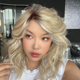 [PRE-ORDER] JBEXTENSION 16 Inches Blonde Curly Pre-Cut Side Part Snowflake Lace Frontlace Glueless Wig JESSICA【BENDY EAR TABS】