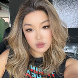 JBEXTENSION 18 Inches Shatush Mix Blonde Pre-Cut Snowflake Lace Frontlace Glueless Wig TERESA SHATUSH MIX BLONDE【PERMATEASE】【BENDY EAR TABS】