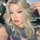 JBEXTENSION APRIL MONO Monofilament Handmade Wig 6X5 Full Monofilament Hand Tied Top Wig 18 Inches Mix Blonde Mono Lace Wig With Anti-slip Silicone Strips Glueless Wig APRIL MONO MIX BLONDE【BENDY EAR TABS】