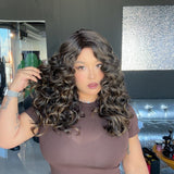 JBEXTENSION FRANKIES MONO Monofilament Handmade Wig 6X5 Full Monofilament Hand Tied Top Wig 19 Inches Dark Brown Highlight Curly Mono Lace Handmade Futura Fiber Glueless Black Sapphire Wig FRANKIES MONO【BENDY EAR TABS】