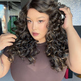 JBEXTENSION FRANKIES MONO Monofilament Handmade Wig 6X5 Full Monofilament Hand Tied Top Wig 19 Inches Dark Brown Highlight Curly Mono Lace Handmade Futura Fiber Glueless Black Sapphire Wig FRANKIES MONO【BENDY EAR TABS】