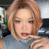 [PRE-ORDER] JBEXTENSION 12 Inches Bob Cut Sunset Blush Pre-Cut Snowflake Lace Frontlace Glueless Wig KHLOE SUNSET BLUSH【PERMATEASE】【BENDY EAR TABS】