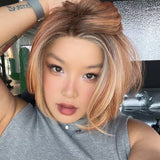 [PRE-ORDER] JBEXTENSION 12 Inches Bob Cut Sunset Blush Pre-Cut Snowflake Lace Frontlace Glueless Wig KHLOE SUNSET BLUSH【PERMATEASE】【BENDY EAR TABS】