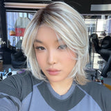 JBEXTENSION 13 Inches Mix Blonde Pre-Cut Side Part Snowflake Lace Frontlace Glueless Wig FLORA【BENDY EAR TABS】