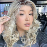 JBEXTENSION 18 Inches Mix Blonde Long Pre-Cut T Part Snowflake Lace Frontlace Glueless Wig VIKKI【BENDY EAR TABS】