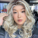 JBEXTENSION 18 Inches Mix Blonde Long Pre-Cut T Part Snowflake Lace Frontlace Glueless Wig VIKKI【BENDY EAR TABS】