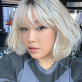 JBEXTENSION 11 Inches Mix Blonde Curly Pre-Cut T Part Snowflake Lace Frontlace Glueless Wig NOUR【BENDY EAR TABS】