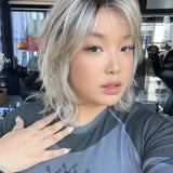 JBEXTENSION 13 Inches Dark Mix Blonde Curly Pre-Cut T Part Snowflake Lace Frontlace Glueless Wig CONNOR【BENDY EAR TABS】