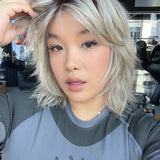 JBEXTENSION 13 Inches Dark Mix Blonde Curly Pre-Cut T Part Snowflake Lace Frontlace Glueless Wig CONNOR【BENDY EAR TABS】