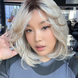 JBEXTENSION 15 Inches Mix Blonde Pre-Cut T Part Snowflake Lace Frontlace Glueless Wig KATHLEEN【BENDY EAR TABS】