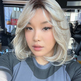 JBEXTENSION 15 Inches Mix Blonde Pre-Cut T Part Snowflake Lace Frontlace Glueless Wig KATHLEEN【BENDY EAR TABS】