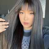 JBEXTENSION MAKAYLA MONO Monofilament Handmade Wig 6X5 Full Monofilament Hand Tied Top Wig 23 Inches Long Black Straight Mono Lace Handmade Futura Fiber Glueless Black Sapphire Wig MAKAYLA MONO【BENDY EAR TABS】