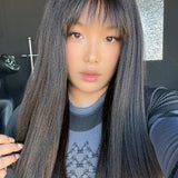 JBEXTENSION MAKAYLA MONO Monofilament Handmade Wig 6X5 Full Monofilament Hand Tied Top Wig 23 Inches Long Black Straight Mono Lace Handmade Futura Fiber Glueless Black Sapphire Wig MAKAYLA MONO【BENDY EAR TABS】