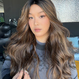 JBEXTENSION NOVA MONO Monofilament Handmade Wig 6X5 Full Monofilament Hand Tied Top Wig 25 Inches Ombre Brown Curly Mono Lace Handmade Futura Fiber Glueless Black Sapphire Wig NOVA MONO【BENDY EAR TABS】