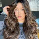 JBEXTENSION NOVA MONO Monofilament Handmade Wig 6X5 Full Monofilament Hand Tied Top Wig 25 Inches Ombre Brown Curly Mono Lace Handmade Futura Fiber Glueless Black Sapphire Wig NOVA MONO【BENDY EAR TABS】
