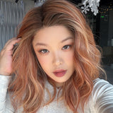 JBEXTENSION 18 Inches Amber Bronze Pre-Cut Snowflake Lace Frontlace Glueless Wig TERESA AMBER BRONZE【PERMATEASE】【BENDY EAR TABS】- M/L