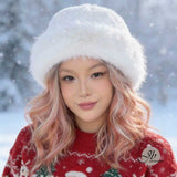 JBEXTENSION Women Hat - Winter Warmth Bucket Hat Fluffy Snow Hat Fuzzy Fisherman Cap Warm Cute 1Pcs