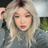 JBEXTENSION 19 Inches Mix Blonde Pre-Cut T Part Snowflake Lace Frontlace Glueless Wig JANET MIX BLONDE【BENDY EAR TABS】