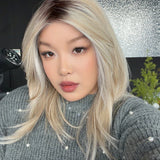 JBEXTENSION 19 Inches Mix Blonde Pre-Cut T Part Snowflake Lace Frontlace Glueless Wig JANET MIX BLONDE【BENDY EAR TABS】
