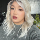 JBEXTENSION 19 Inches Curly Platinum Blonde Pre-Cut Side Part Snowflake Lace Frontlace Glueless Wig DAWN SNOWFLAKE - PLATINUM BLONDE【BENDY EAR TABS】