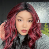 JBEXTENSION 20 Inches Curly Black Red Pre-Cut Arc Snowflake Lace Frontlace Glueless Black Sapphire Wig ALEXA【BENDY EAR TABS】