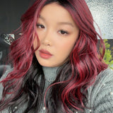 JBEXTENSION 20 Inches Curly Black Red Pre-Cut Arc Snowflake Lace Frontlace Glueless Black Sapphire Wig ALEXA【BENDY EAR TABS】
