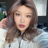 JBEXTENSION 17 Inches Mushroom Brown Curly Women Fashion Full Machine Wig ROZY MUSHROOM BROWN【PLUS PERMATEASE】【BENDY EAR TABS】