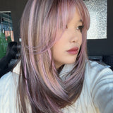 [PRE-ORDER] JBEXTENSION 20 Inches Scalpiana Camel Pink Wolf Cut 3.5X4 Hard Silky Top Natural Scalp Effect Wig With Bangs LILA CAMEL PINK