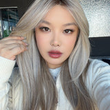 JBEXTENSION 21 Inches Straight Champagne Gold Pre-Cut T Part Snowflake Lace Frontlace Glueless Wig AMBER CHAMPAGNE GOLD【BENDY EAR TABS】